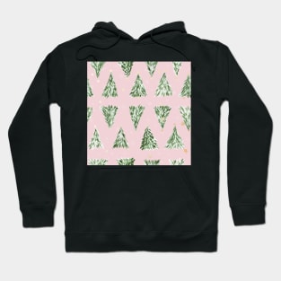 Holiday christmas tree over pink cotton candy background Hoodie